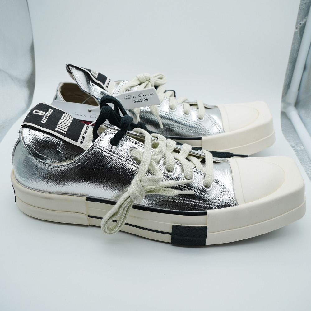 Rick Owens DRKSHDW Converse TURBODRK Silver Lacquered A01292C 7.5 Men 9.5 Women